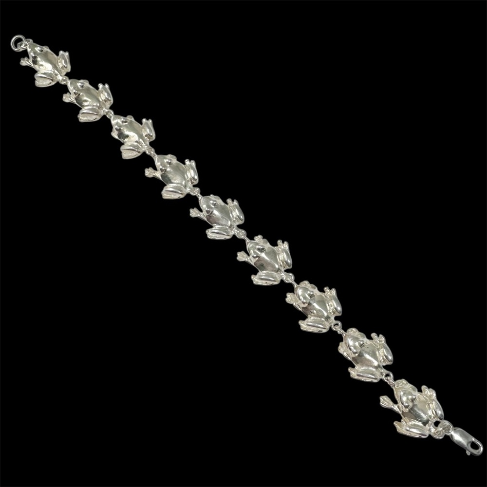 Sterling Silver 925 Frog Link Tennis Bracelet